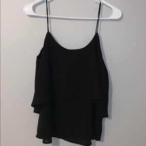 Black Spaghetti Strap Loose Tank Top